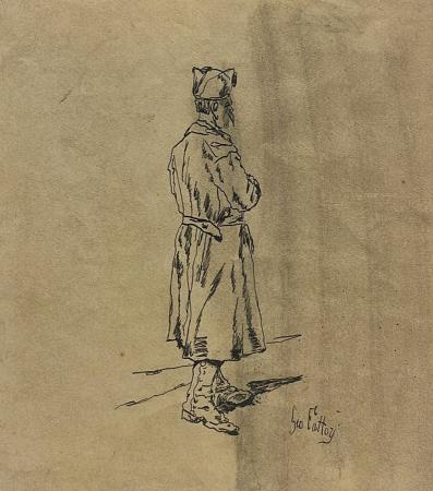 Quadro di Giovanni (Giò) Fattori Figura  - china carta 